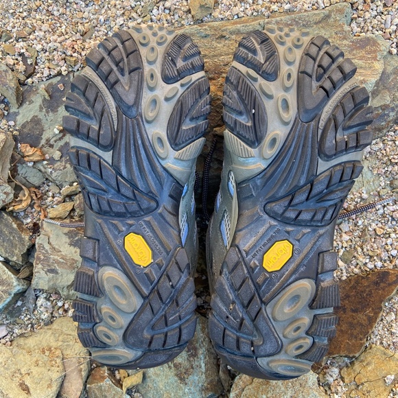 Merrell Waterproof Rugged, All Terrain Hiking Shoes in Gray + Dusty Olive - Picture 10 of 13